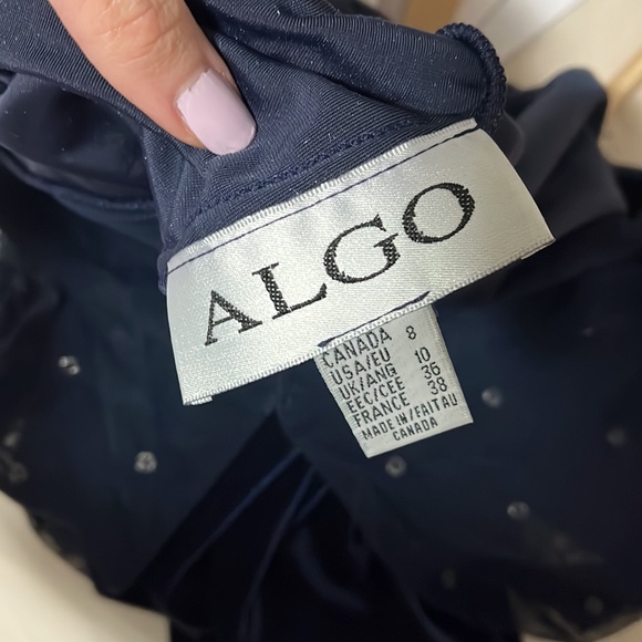 Vintage Navy Velvet Dress size 8 - Picture 3 of 4